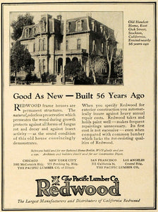 1923 Ad Pacific Lumber Redwood Timber Home Building Hewlett Home Stockton CA HG1