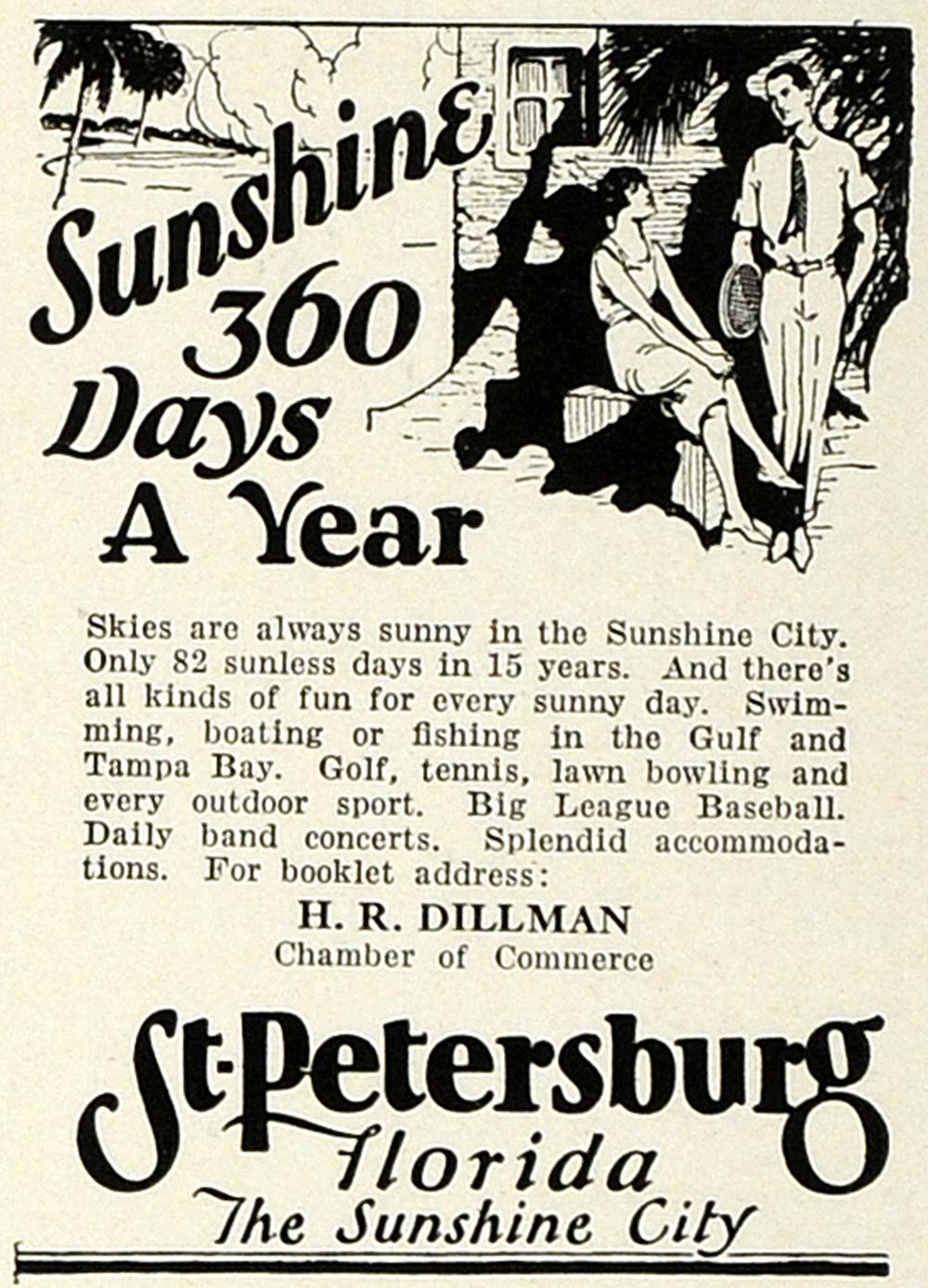 1925 Ad St. Petersburg Florida Commerce Travel Tourism HR Dillman Recreation HG1