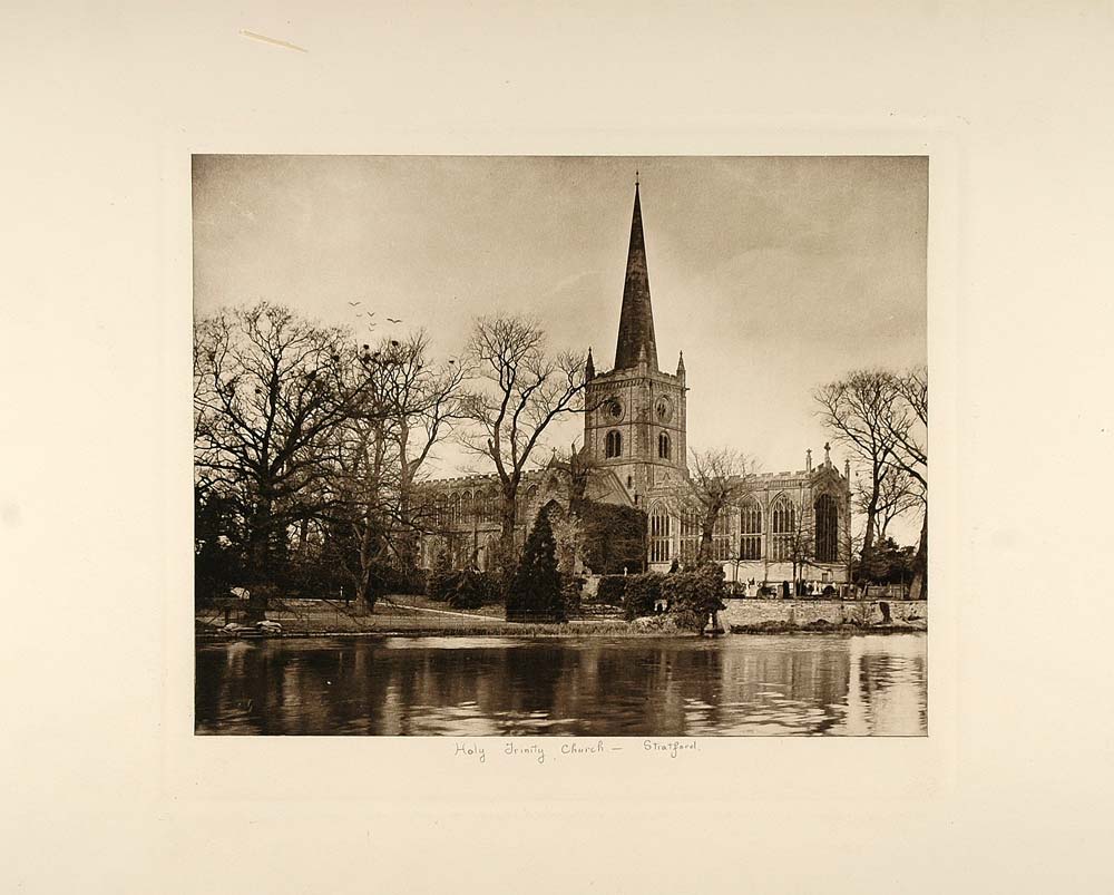 1892 Photogravure Holy Trinity Church Stratford England - ORIGINAL HHS1