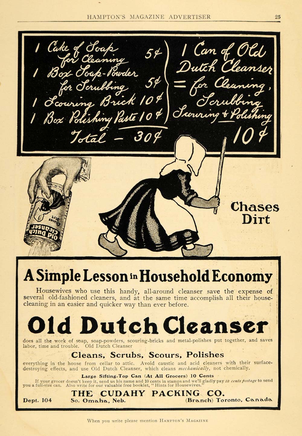 1909 Ad Old Dutch Cleanser Cudahy Packing Pricing Polishes Scrubs
