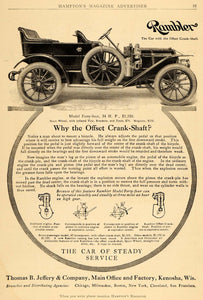 1909 Ad Antique Rambler Model 44 Car Thomas B. Jeffery Automobile Crank HM1