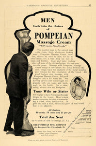 1910 Ad Pompeian Massage Cream Promotes Good Looks Cleanse Beauty Price OH HM1