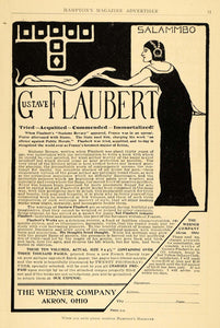 1909 Ad Gustave Flaubert Madam Bovary Art Nouveau Snake Werner Company Akron HM1