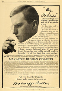 1911 Ad Makaroff Russian Cigarettes No Health Harm Smoke HM1