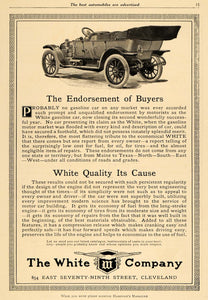 1911 Ad White Antique Gasoline Cars Cleveland Ohio Economic Trucks HM1
