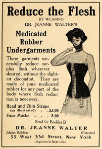 1909 Ad Medicated Rubber Undergarments Dr Jeanne Walter Diet Beauty Medical HM1