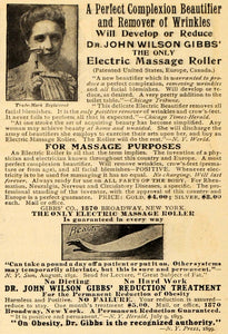 1909 Ad Electric Massage Roller Dr. John Wilson Gibbs - ORIGINAL ADVERTISING HM1