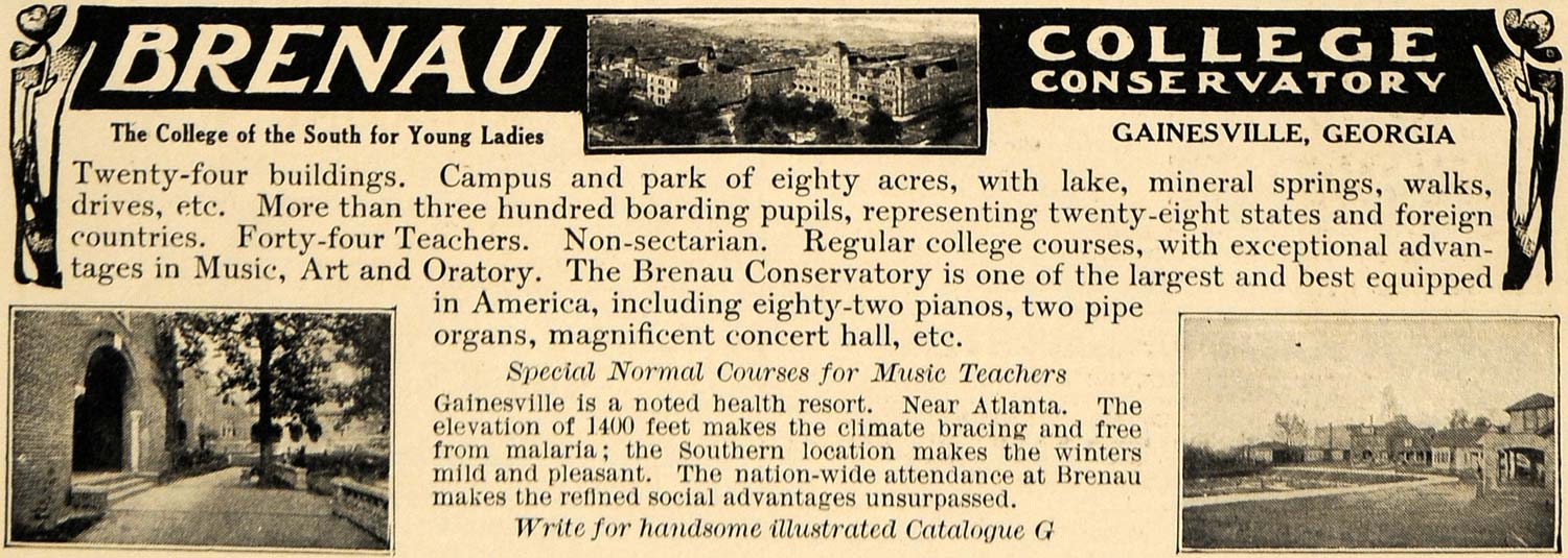 1911 Ad Brenau College Conservatory Gainsville Georgia - ORIGINAL HM1