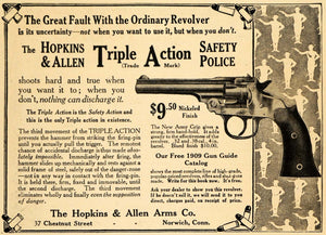 1909 Ad Hopkins Allen Triple Action Revolver Pricing - ORIGINAL ADVERTISING HM1