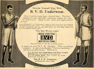 1911 Ad B V D Underwear Garment Union Suits Drawers - ORIGINAL ADVERTISING HM1