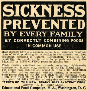 1910 Ad Educational Food Campaign Diseases Sickness - ORIGINAL ADVERTISING HM1
