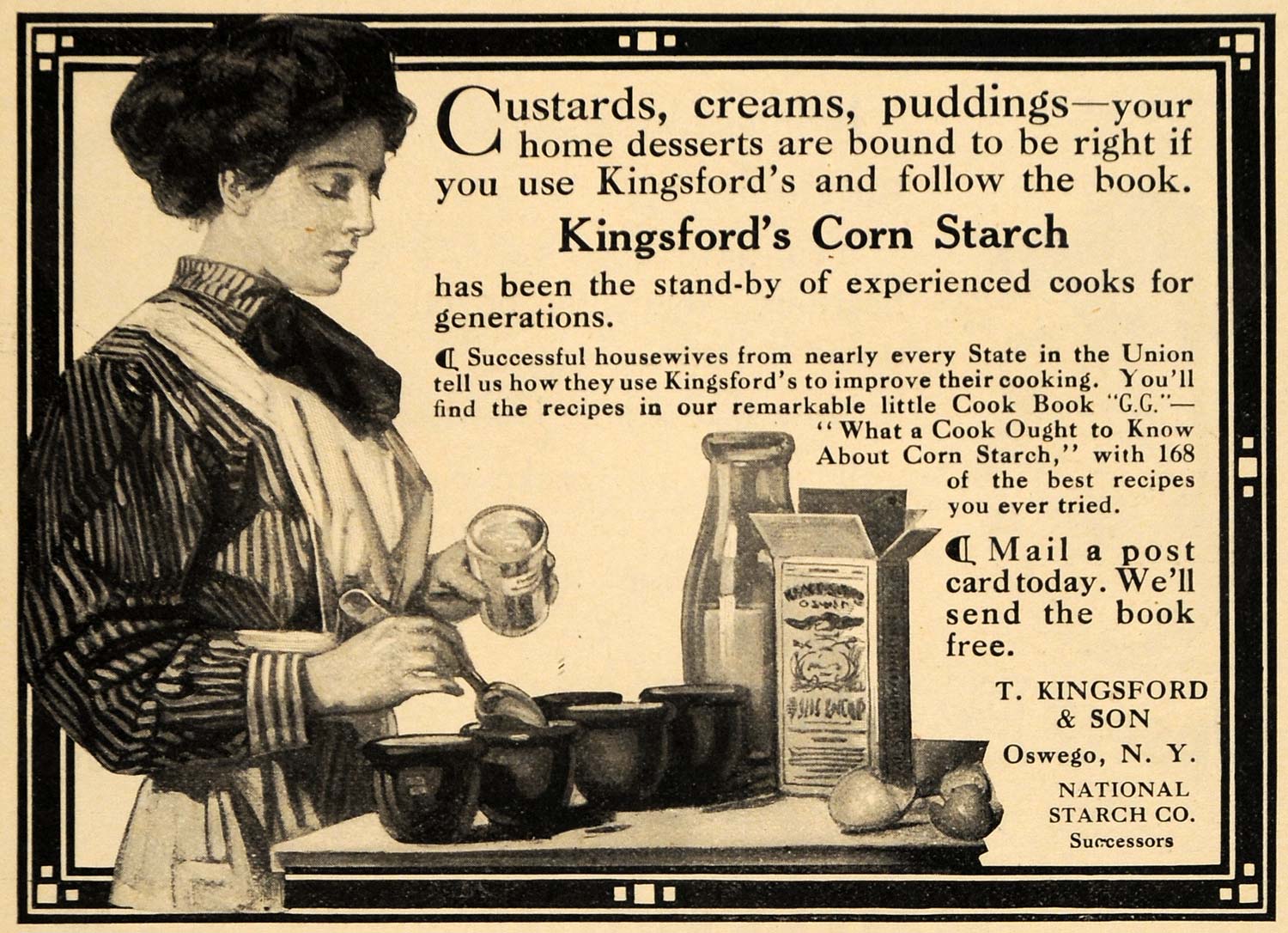 1910 Ad National Starch Company Kingsford Corn Oswego - ORIGINAL ADVERTISING HM1