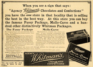 1910 Ad Mallo-Caros Fussy Package Whitmans Chocolates - ORIGINAL ADVERTISING HM1