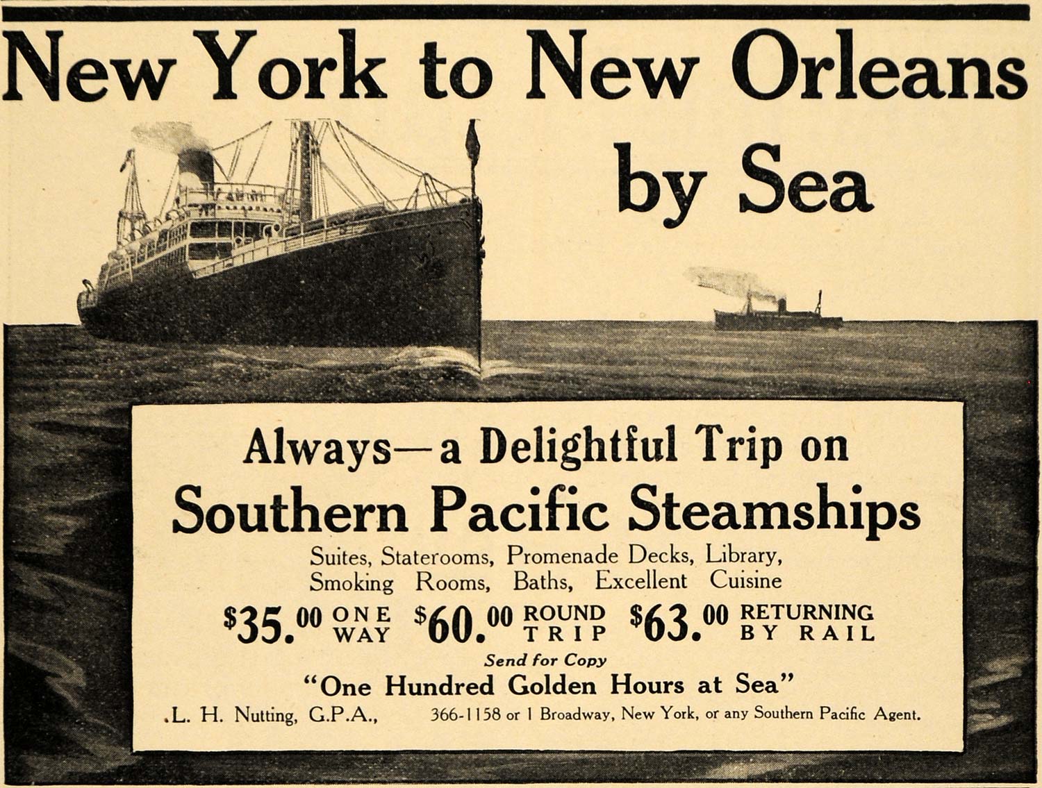 1910 Ad Southern Pacific Steamship L H Nutting New York - ORIGINAL HM1