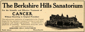 1910 Ad Berkshire Hills Sanatorium Cancer Treatment - ORIGINAL ADVERTISING HM1