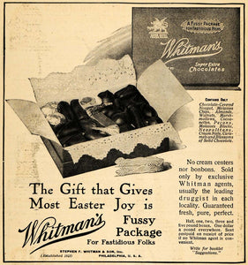 1910 Ad Whitman's Easter Chocolates Fussy Package - ORIGINAL ADVERTISING HM1