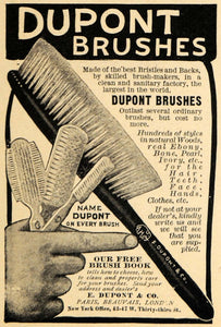 1910 Ad E. DuPont Brushes Wood Ebony Pearl - ORIGINAL ADVERTISING HM1