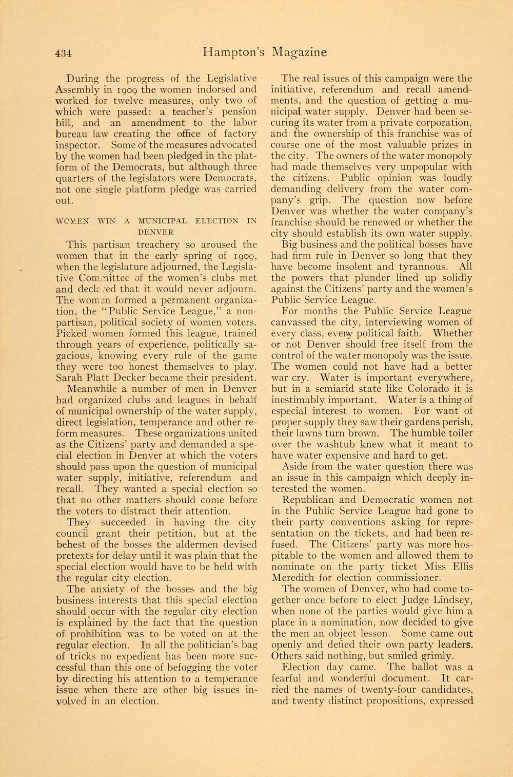 1911 Article Women Vote Rheta Dorr John Hecker Kerwin - ORIGINAL HM1