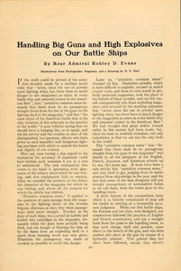 1909 Article Big Guns Explosives Ship Robley Evans Dart - ORIGINAL HM1