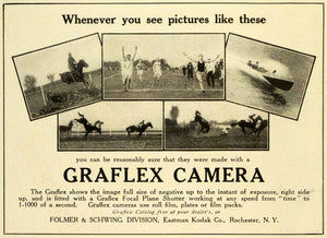 1910 Ad Graflex Camera Folmer Schwing Eastman Kodak Horseback Riding Stunts HM2