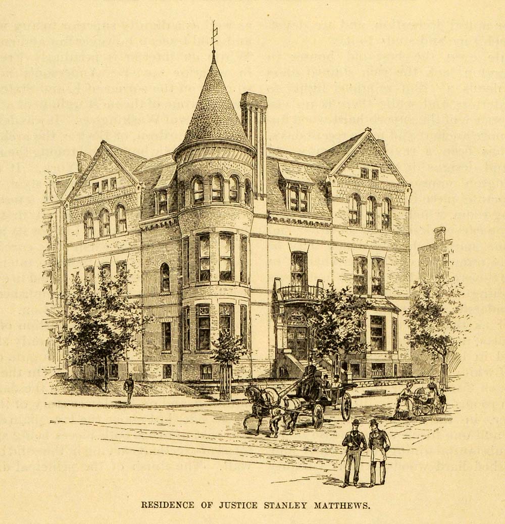 1885 Print Justice Stanley Matthews Residence Washington DC Building HNM1
