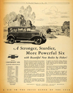 1930 Ad Antique Chevrolet Six Bodies by Fisher Pricing - ORIGINAL HOH1