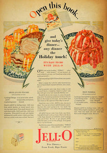 1928 Ad Jell-O Holiday Touch Fruit Dessert Mold Recipes - ORIGINAL HOH1