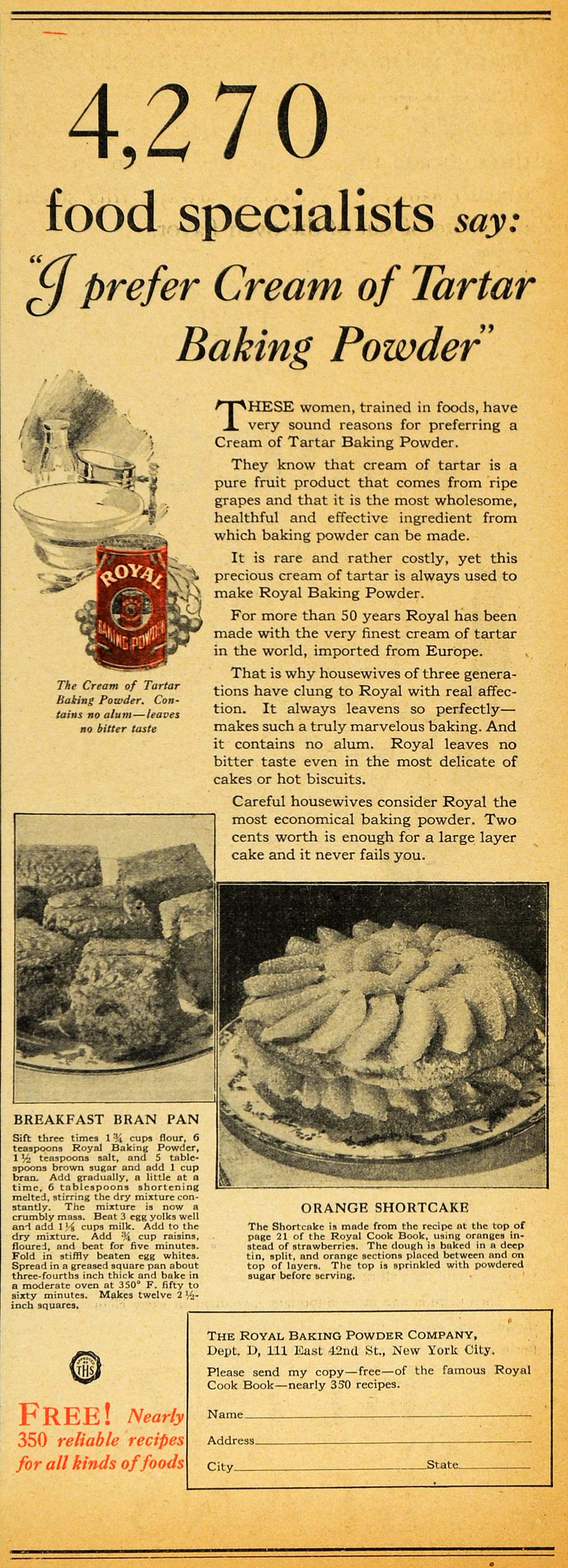 1928 Ad Royal Cream of Tartar Baking Powder Shortcake - ORIGINAL HOH1
