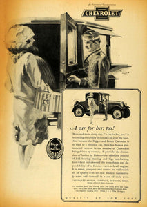 1928 Ad Fred Mizen Art Chauffeur Chevrolet Antique Car - ORIGINAL HOH1