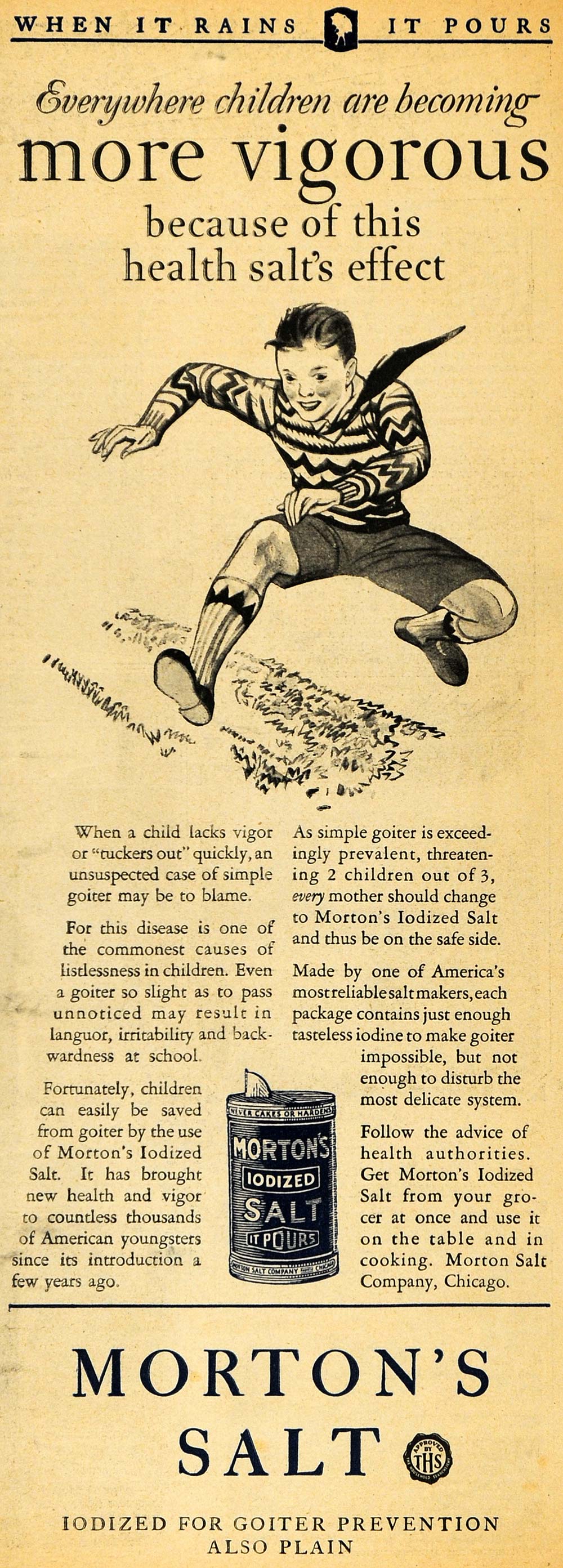 1928 Ad Morton's Iodized Salt Children's Health Food - ORIGINAL ADVERTISING HOH1