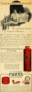 1928 Ad Vivaudou Mavis Talcum Toiletry Items Pricing - ORIGINAL ADVERTISING HOH1