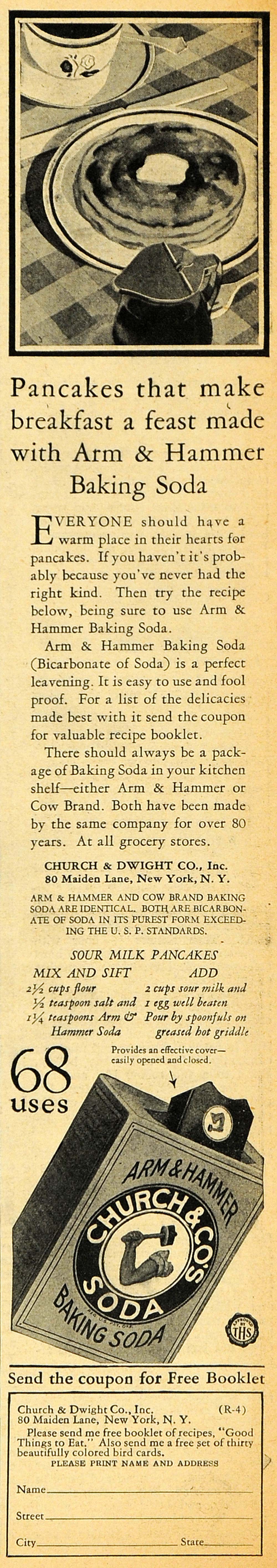 1929 Ad Arm Hammer Baking Soda Church Dwight Pancakes - ORIGINAL HOH1