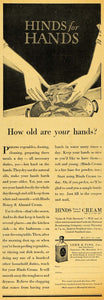 1929 Ad Hinds Honey Almond Hand Cream Lehn Fink Cooking - ORIGINAL HOH1