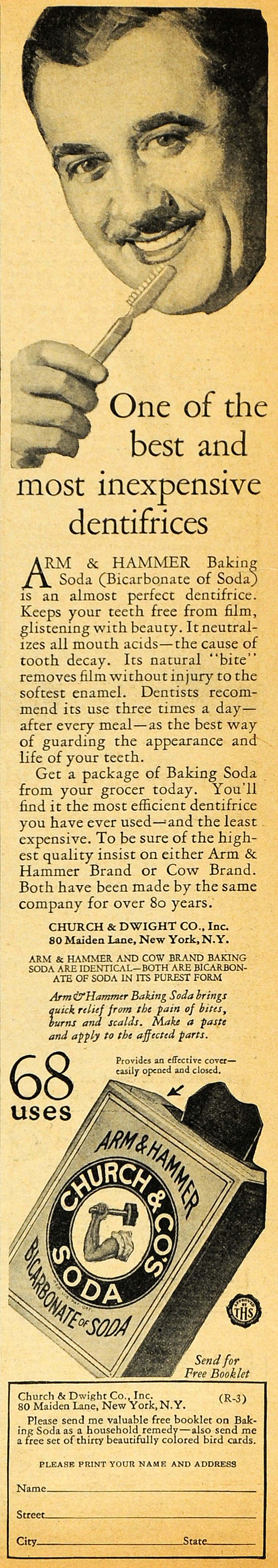 1929 Ad Arm Hammer Church Dwight Baking Soda Dentifrice - ORIGINAL HOH1