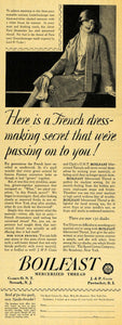 1929 Ad Boilfast Mercerized Thread French Dress Making - ORIGINAL HOH1