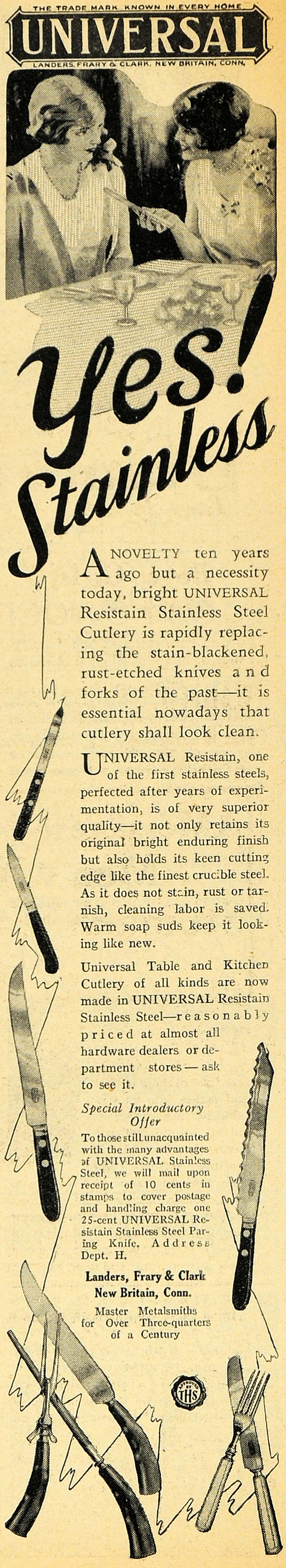 1929 Ad Universal Resistain Stainless Steel Cutlery - ORIGINAL ADVERTISING HOH1