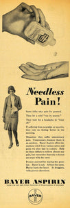 1929 Ad Bayer Aspirin Flapper Fashion Pain Relief - ORIGINAL ADVERTISING HOH1