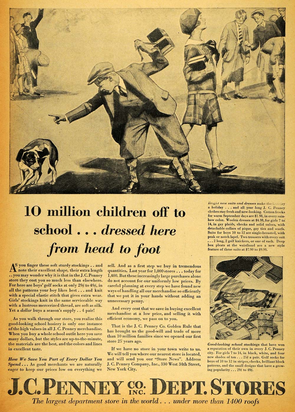 1929 Ad J. C. Penny Department Store School Children - ORIGINAL ADVERTISING HOH1
