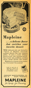 1928 Ad Mapleine Flavoring Syrup Dessert Cake Crescent - ORIGINAL HOH1