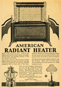 1929 Ad American Radiant Heater Ready-Lite Lamp Lantern - ORIGINAL HOH1