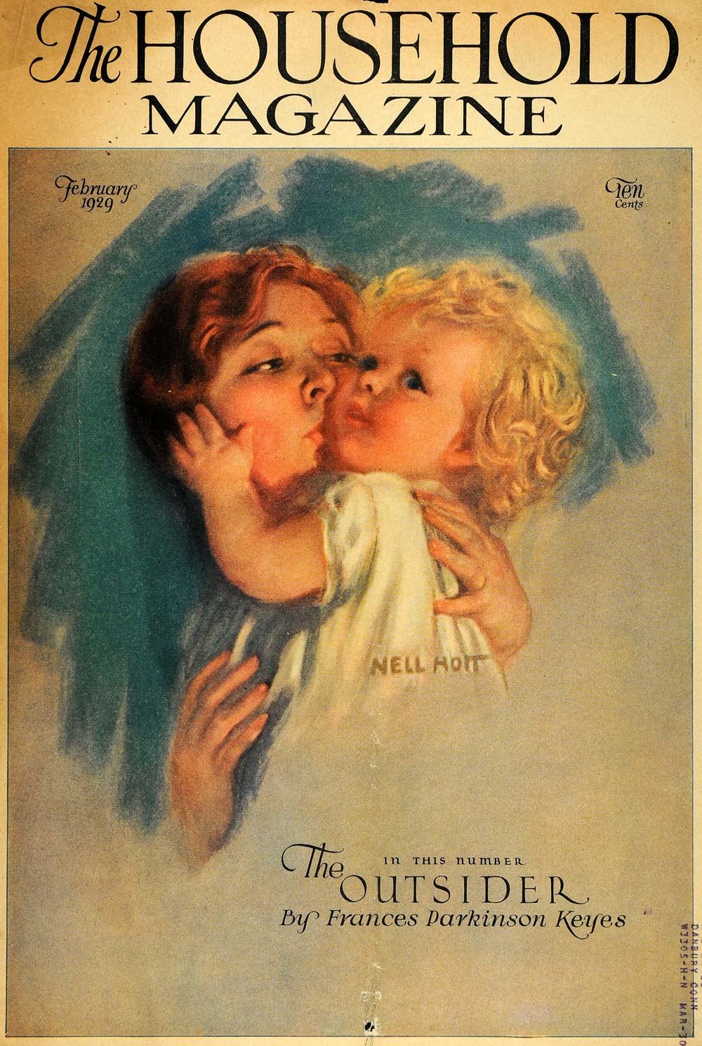 1928 Cover Household Magazine Mother Baby Nell Hoit Art - ORIGINAL HOH1