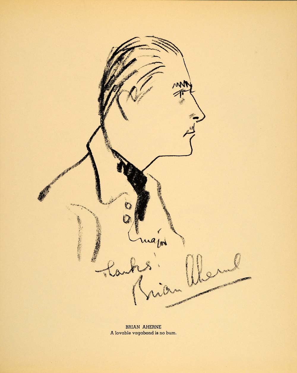 1938 Brian Aherne English Actor Henry Major Lithograph - ORIGINAL HOL1
