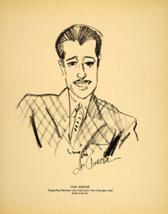 1938 Don Ameche Actor Henry Major Bugs Baer Lithograph - ORIGINAL HOL1
