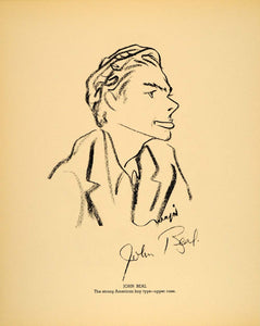 1938 John Beal Actor Henry Major Bugs Baer Lithograph - ORIGINAL HOL1