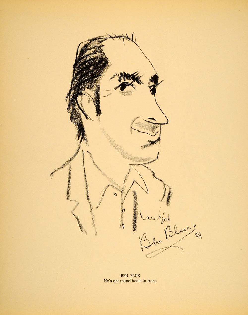 1938 Ben Blue Comedian Henry Major Bugs Baer Lithograph - ORIGINAL HOL1