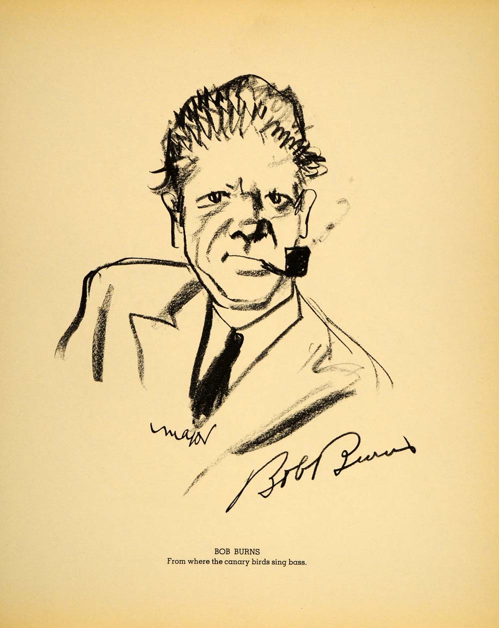 1938 Bob Burns Comedian Henry Major Bugs Baer Litho. - ORIGINAL HOL1