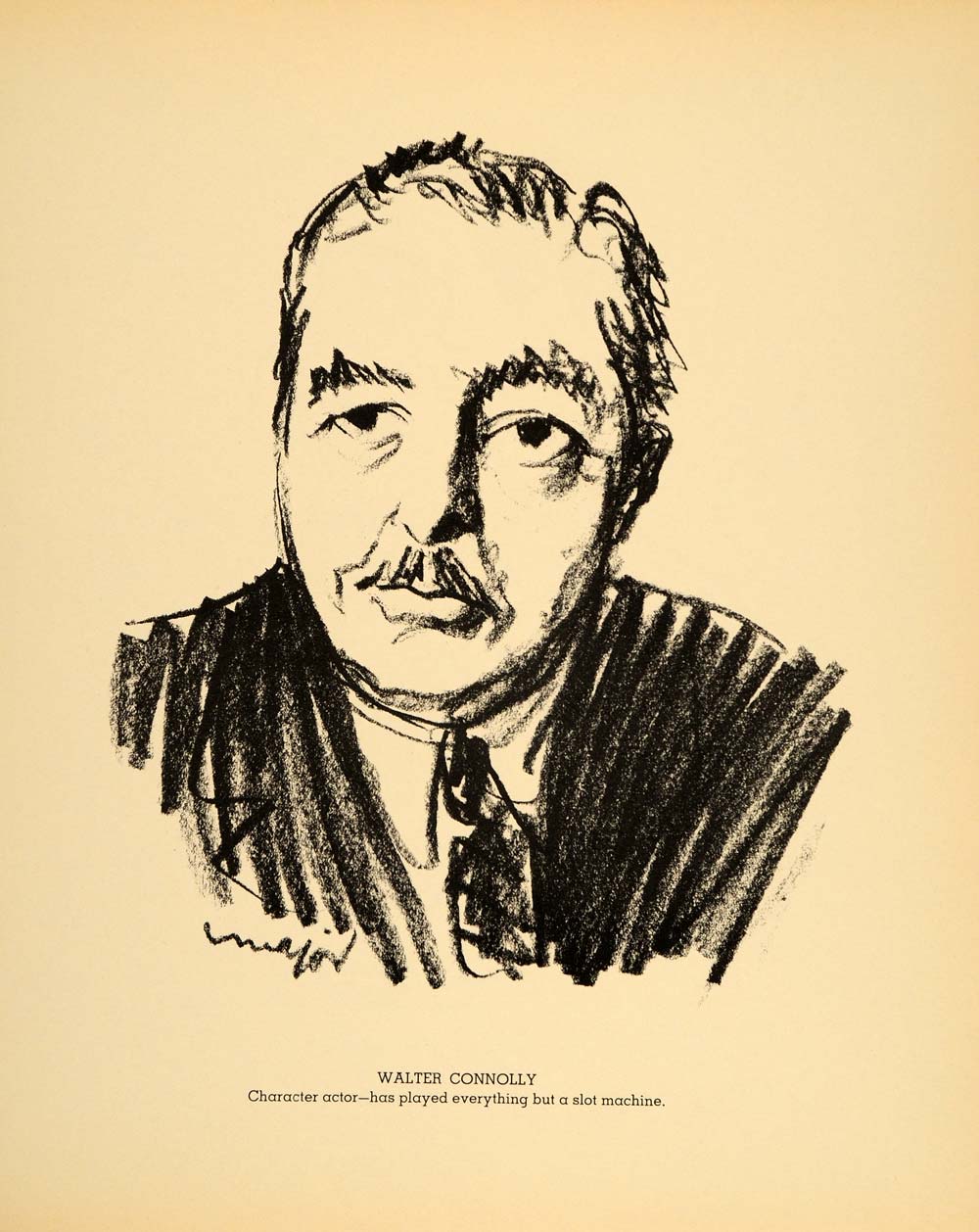 1938 Walter Connolly Henry Major Bugs Baer Lithograph - ORIGINAL HOL1