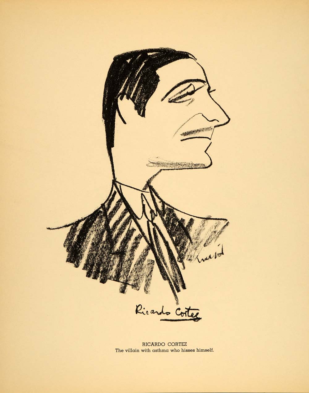 1938 Ricardo Cortez Villain Actor Henry Major Litho. - ORIGINAL HOL1