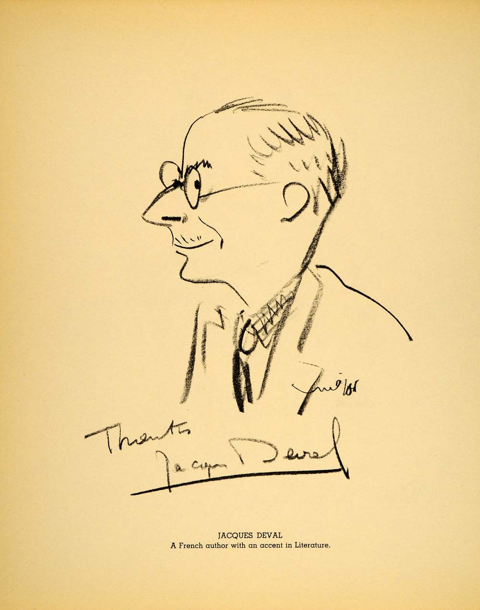 1938 Jacques Deval French Writer Director Lithograph - ORIGINAL HOL1 ...