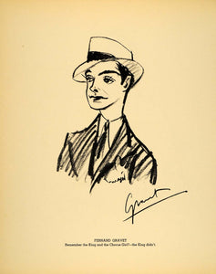 1938 Fernand Gravet Gravey Actor Henry Major Lithograph - ORIGINAL HOL1